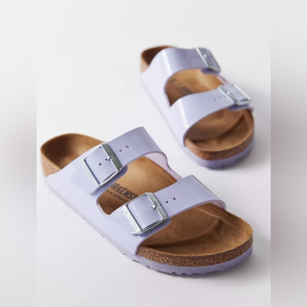 Birkenstocks x Urban Outfitters Arizona Patent Leather Sandals Purple Fog